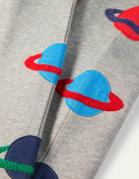 Appliqué Joggers - Grey Marl Space Planets Appliqué Joggers - Grey Marl Space Planets
