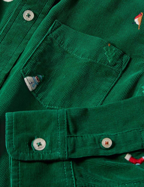 Embroidered Cord Shirt - Forest Green Festive Embroidered Cord Shirt - Forest Green Festive