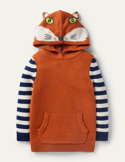 Woodland Knitted Hoodie - Rust Brown Marl Fox Woodland Knitted Hoodie - Rust Brown Marl Fox