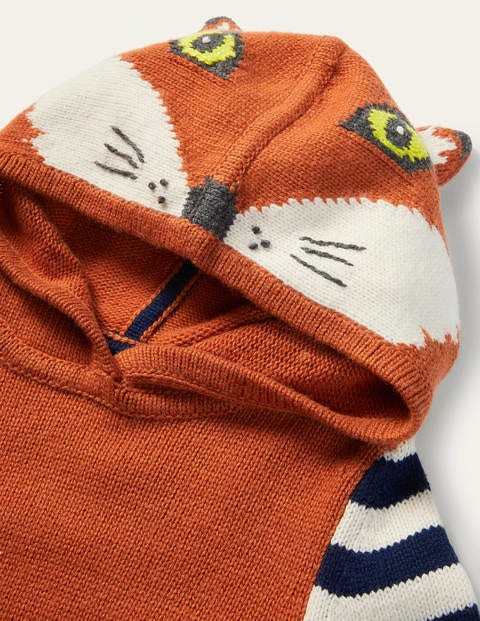 Woodland Knitted Hoodie - Rust Brown Marl Fox Woodland Knitted Hoodie - Rust Brown Marl Fox