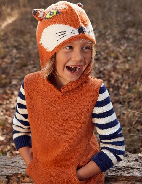 Woodland Knitted Hoodie - Rust Brown Marl Fox Woodland Knitted Hoodie - Rust Brown Marl Fox