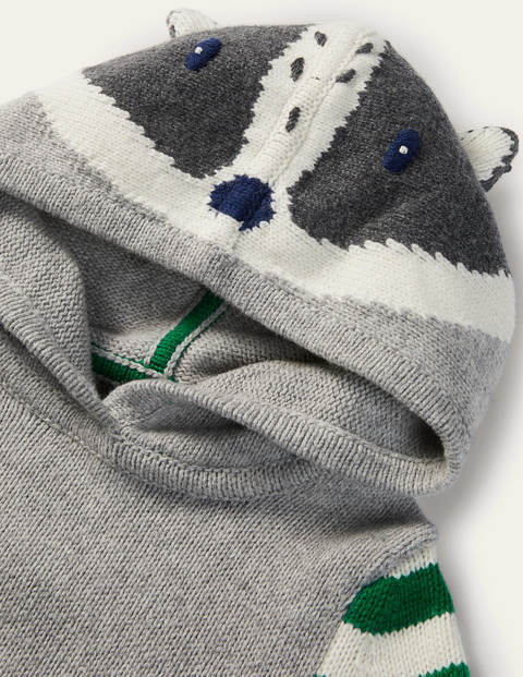 Woodland Knitted Hoodie - Grey Marl Badger Woodland Knitted Hoodie - Grey Marl Badger