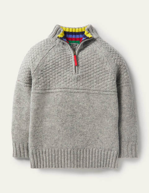 Pullover mit halbem Reißverschluss - Grau Meliert Pullover mit halbem Reißverschluss - Grau Meliert