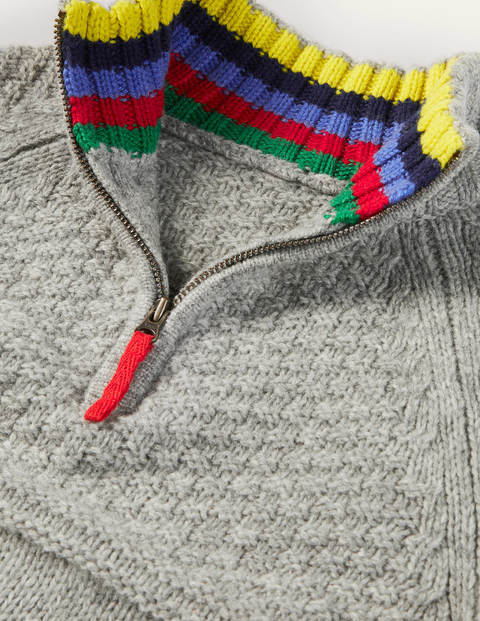 Pullover mit halbem Reißverschluss - Grau Meliert Pullover mit halbem Reißverschluss - Grau Meliert