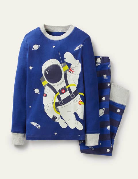 Pyjama phosphorescent douillet - Astronaute bleu brillant Pyjama phosphorescent douillet - Astronaute bleu brillant