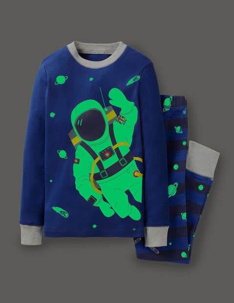 Pyjama phosphorescent douillet - Astronaute bleu brillant Pyjama phosphorescent douillet - Astronaute bleu brillant