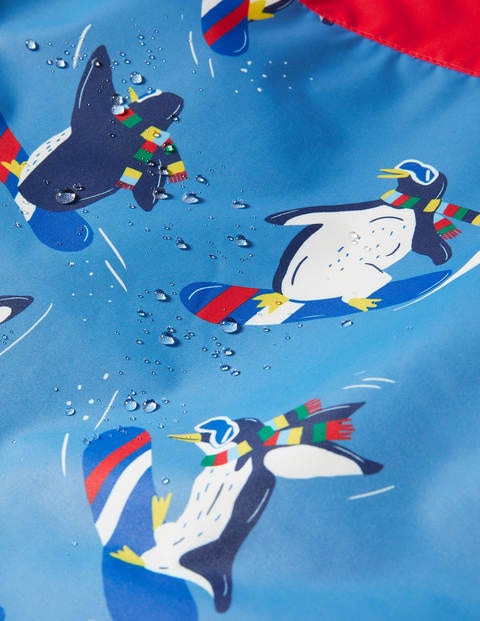 Wasserdichte Allwetterjacke - Elisabethanisches Blau, Pinguine Wasserdichte Allwetterjacke - Elisabethanisches Blau, Pinguine