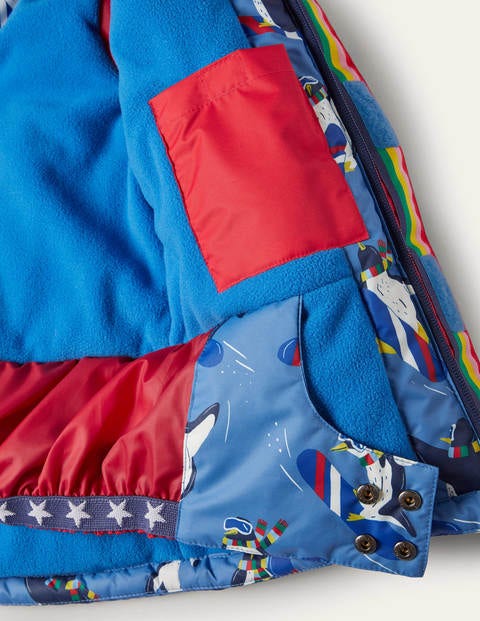 Wasserdichte Allwetterjacke - Elisabethanisches Blau, Pinguine Wasserdichte Allwetterjacke - Elisabethanisches Blau, Pinguine