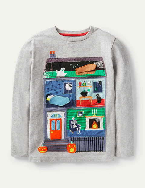 Lift-the-flap Spooky T-shirt - Grey Marl Haunted House Lift-the-flap Spooky T-shirt - Grey Marl Haunted House