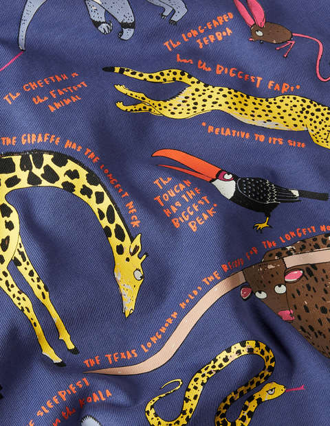Oberteil mit lehrreichem Motiv - Segelblau, Verrückte Tiere Oberteil mit lehrreichem Motiv - Segelblau, Verrückte Tiere