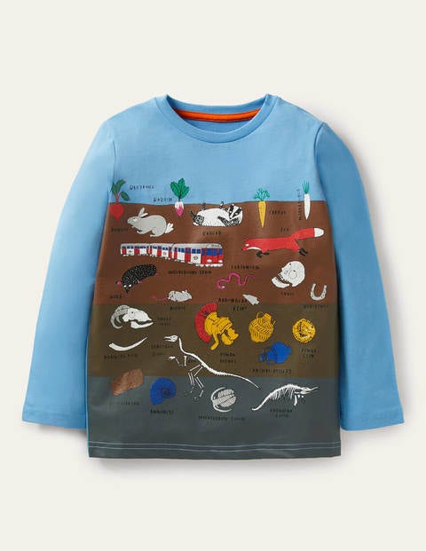 Oberteil mit lehrreichem Motiv - Surfbrett-Blau, Bodenschichten Oberteil mit lehrreichem Motiv - Surfbrett-Blau, Bodenschichten