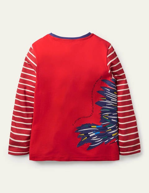 Langarmshirt mit Rundum-Applikation - Rockabilly-Rot, Stachelschwein Langarmshirt mit Rundum-Applikation - Rockabilly-Rot, Stachelschwein
