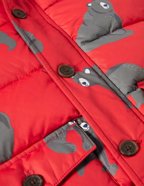 Longline Padded Jacket - Rockabilly Red Bears Longline Padded Jacket - Rockabilly Red Bears