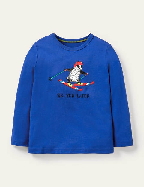 T-shirt graphique à motif animal - Motif Ski You Later bleu brillant T-shirt graphique à motif animal - Motif Ski You Later bleu brillant