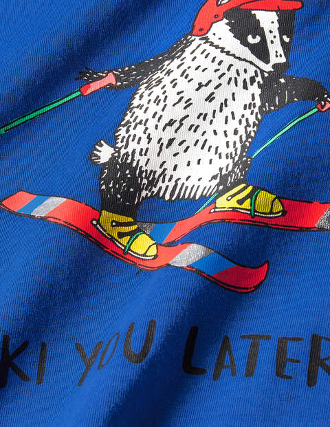 T-shirt graphique à motif animal - Motif Ski You Later bleu brillant T-shirt graphique à motif animal - Motif Ski You Later bleu brillant