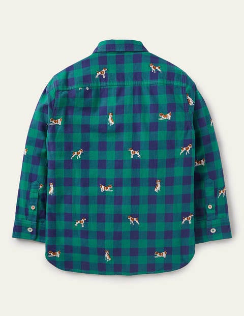 Cosy Embroidered Check Shirt - Blue/Green Sprout Cosy Embroidered Check Shirt - Blue/Green Sprout