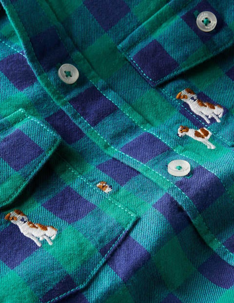 Cosy Embroidered Check Shirt - Blue/Green Sprout Cosy Embroidered Check Shirt - Blue/Green Sprout
