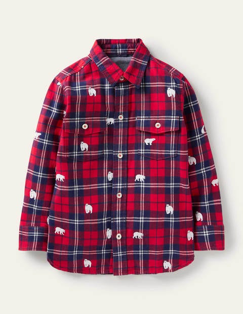 Cosy Embroidered Check Shirt - Rockabilly Red/Navy Polar Bear Cosy Embroidered Check Shirt - Rockabilly Red/Navy Polar Bear