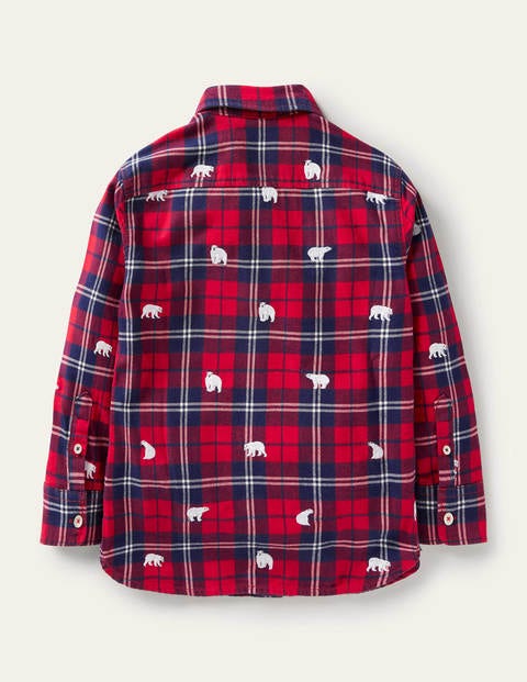 Cosy Embroidered Check Shirt - Rockabilly Red/Navy Polar Bear Cosy Embroidered Check Shirt - Rockabilly Red/Navy Polar Bear