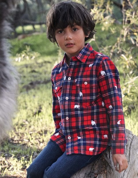 Cosy Embroidered Check Shirt - Rockabilly Red/Navy Polar Bear Cosy Embroidered Check Shirt - Rockabilly Red/Navy Polar Bear