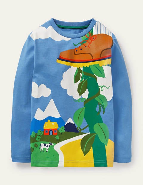 T-Shirt mit Märchenmotiv - Glockenblumenblau, Bohnenranke