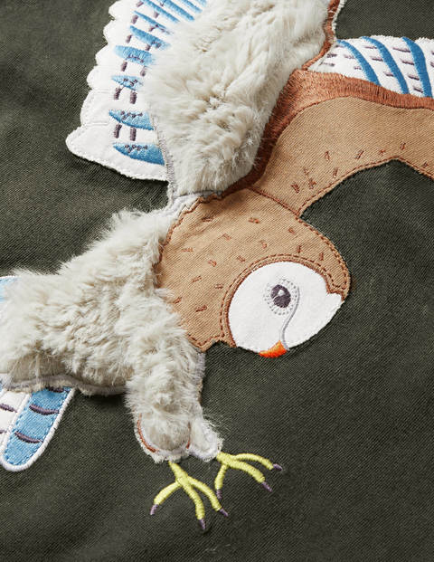 Forest Appliqué T-shirt - Khaki Green Owl Forest Appliqué T-shirt - Khaki Green Owl