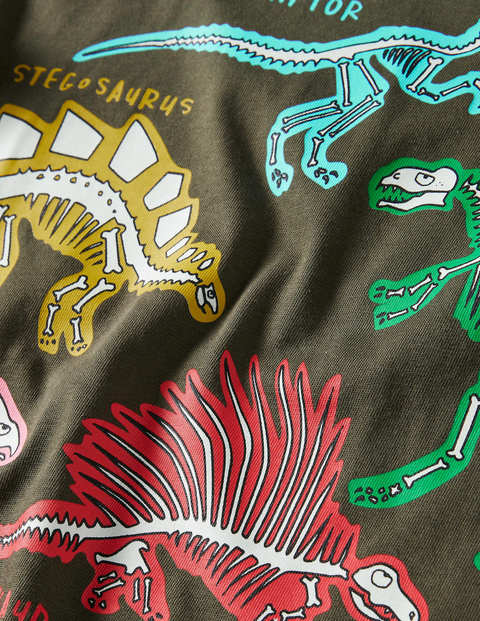 Glowing Magical T-shirt - Khaki Dinosaurs Glowing Magical T-shirt - Khaki Dinosaurs
