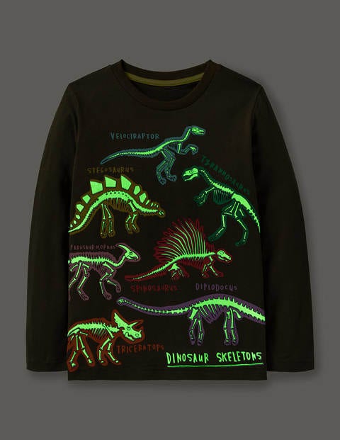 Glowing Magical T-shirt - Khaki Dinosaurs Glowing Magical T-shirt - Khaki Dinosaurs
