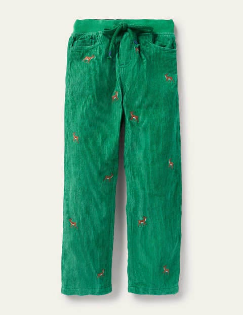 Cosy Lined Cord Trousers - Highland Green Stags Cosy Lined Cord Trousers - Highland Green Stags