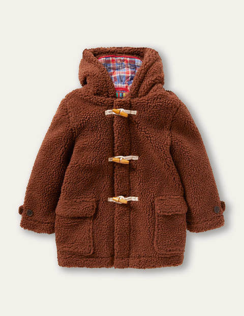 Borg Teddy Bear Duffle Coat - Natural Brown Borg Teddy Bear Duffle Coat - Natural Brown