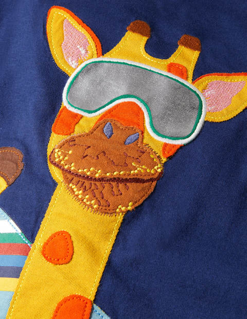 Winter Appliqué Animal T-shirt - Starboard Blue Giraffe Winter Appliqué Animal T-shirt - Starboard Blue Giraffe