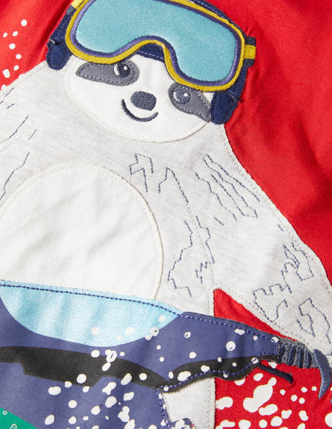 Winter Appliqué Animal T-shirt - Rockabilly Red Sloth Winter Appliqué Animal T-shirt - Rockabilly Red Sloth