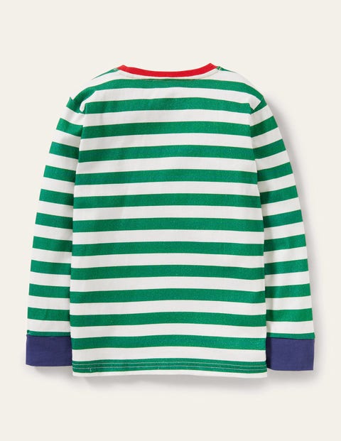 Fun Christmas T-shirt - Ivory/Forest Green Santa Zip Fun Christmas T-shirt - Ivory/Forest Green Santa Zip