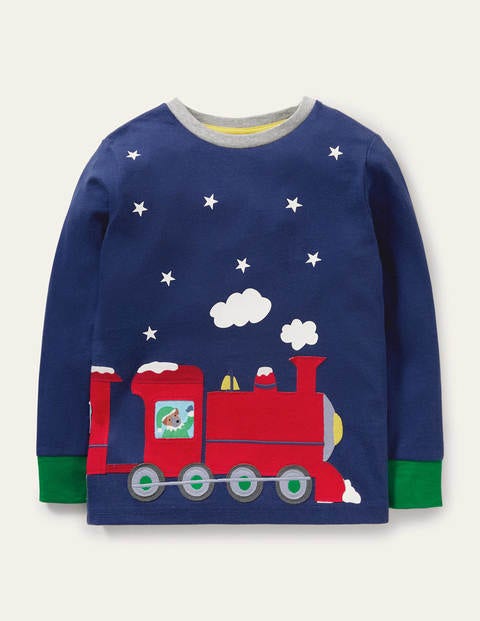 Fröhliches Weihnachts-T-Shirt - Segelblau, Weihnachtsmann-Express