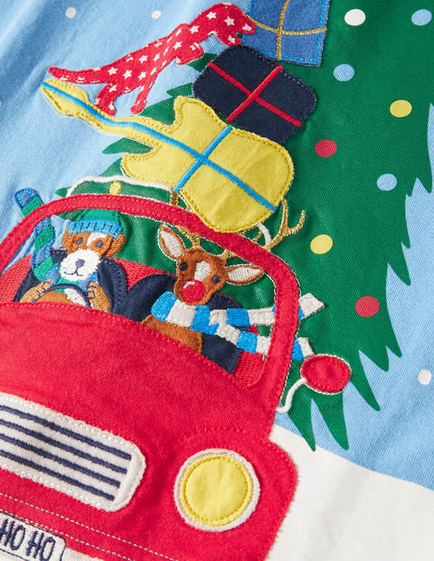 Festive Appliqué T-shirt - Bright Bluebell Car Presents Festive Appliqué T-shirt - Bright Bluebell Car Presents