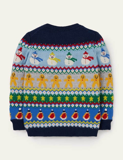 Festlicher Fair-Isle-Pullover mit Rundhalsausschnitt - Bunt, Fair-Isle-Muster/Schneemann Festlicher Fair-Isle-Pullover mit Rundhalsausschnitt - Bunt, Fair-Isle-Muster/Schneemann