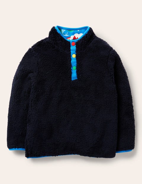 Wendbares Henley-Sweatshirt - Segelblau, Magisches Schloss Wendbares Henley-Sweatshirt - Segelblau, Magisches Schloss