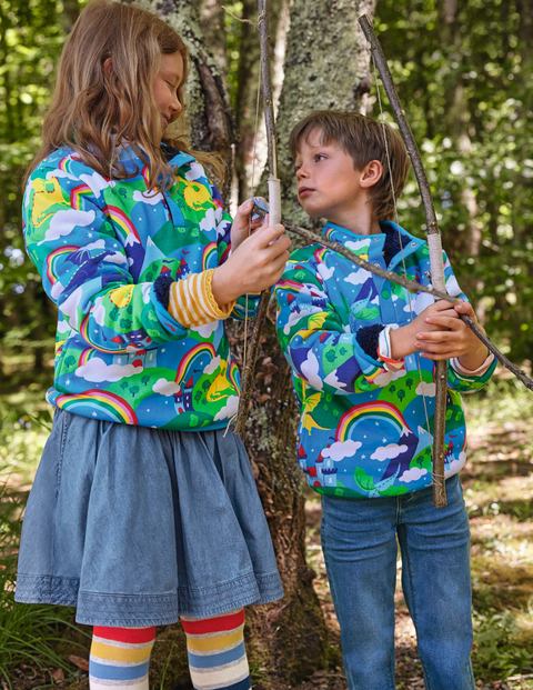 Wendbares Henley-Sweatshirt - Segelblau, Magisches Schloss Wendbares Henley-Sweatshirt - Segelblau, Magisches Schloss