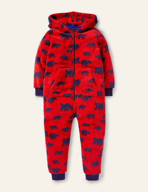 Cosy Fleece All-In-One - Rockabilly Red Bears Cosy Fleece All-In-One - Rockabilly Red Bears