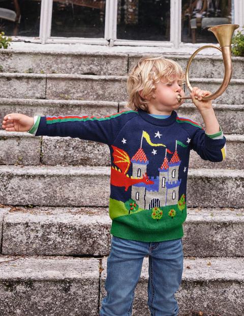 Graphic Dragon Crew Sweater - College Navy Rainbow Castle Graphic Dragon Crew Sweater - College Navy Rainbow Castle