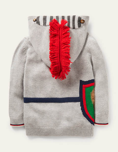 Gestrickter Hoodie mit Rittermotiv - Grau Meliert, Ritter Gestrickter Hoodie mit Rittermotiv - Grau Meliert, Ritter