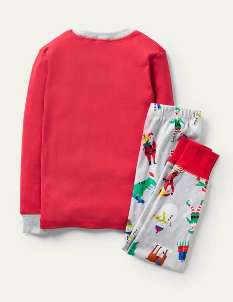 Snug Appliqué Long Pyjamas - Rockabilly Red/Grey Snowman Snug Appliqué Long Pyjamas - Rockabilly Red/Grey Snowman