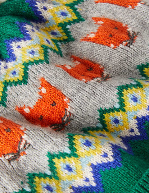 Gemütliche Fuchs-Mütze mit Fair-Isle-Muster - Waldgrün Gemütliche Fuchs-Mütze mit Fair-Isle-Muster - Waldgrün