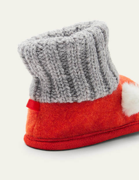 Fox Knitted Slipper Booties - Autumn Orange