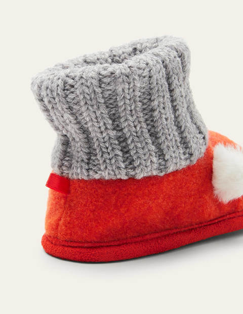 Chaussons bottillons en maille motif renard - Orange automnal Chaussons bottillons en maille motif renard - Orange automnal