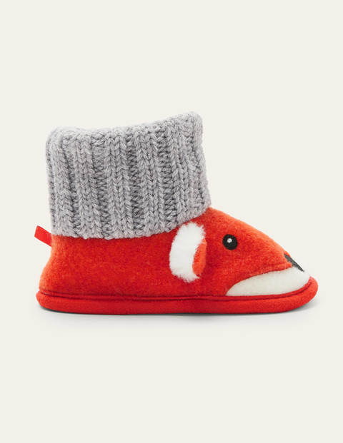 Chaussons bottillons en maille motif renard - Orange automnal Chaussons bottillons en maille motif renard - Orange automnal