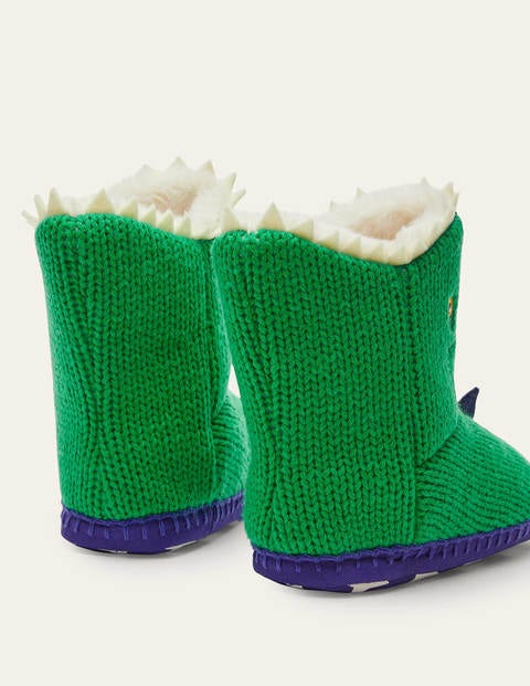 Knitted Dinosaur Slippers - Highland Green Knitted Dinosaur Slippers - Highland Green