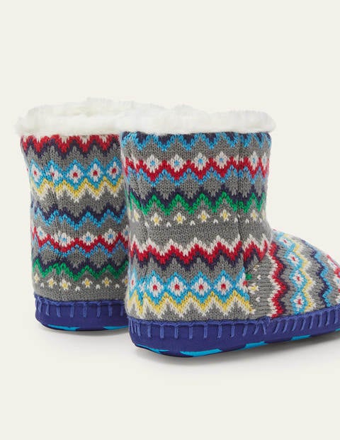 Slipper Boots - Grey Fairisle Slipper Boots - Grey Fairisle