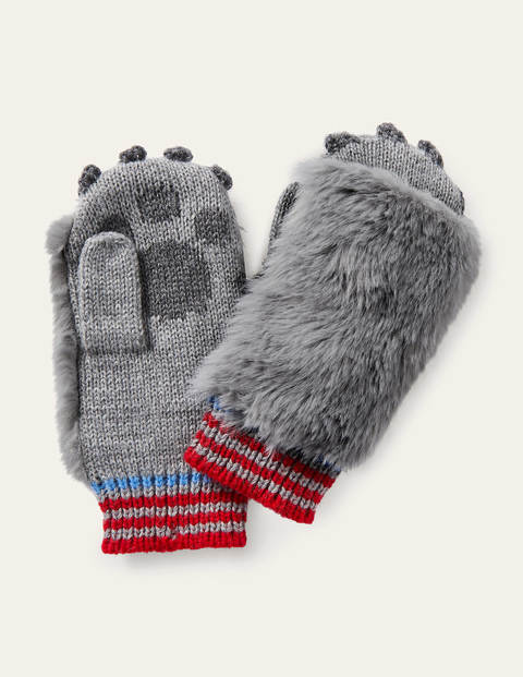 Wolf Knitted Mittens - Grey Marl Wolf Knitted Mittens - Grey Marl