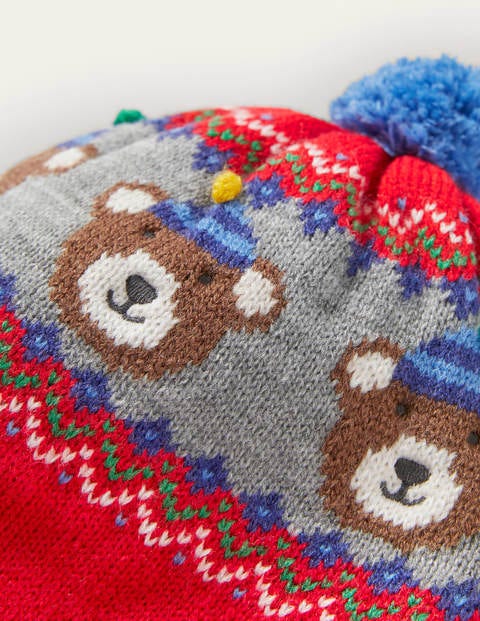 Strickset mit Bärenmotiv - Rot, Fair-Isle-Muster Strickset mit Bärenmotiv - Rot, Fair-Isle-Muster